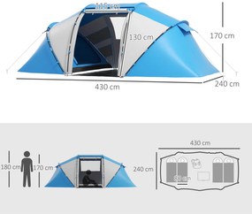 Outsunny Cort Spatios de Camping pentru 6 Persoane, Ușor de Asamblat, 460x230x195cm | Aosom Romania