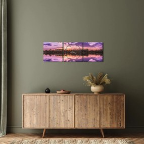 Tablou cu cerul violet (cu ceas) (90x30 cm)