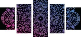 Tablou 5-piese Mandala pe un fundal negru