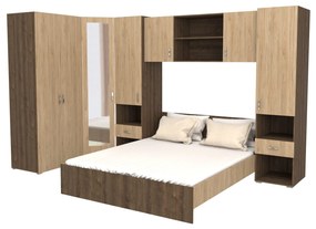 Set Dormitor Madrid, Stejar Bronz/Lemn Natural