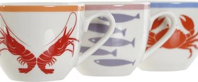 Set cană espresso și farfurioară din porțelan cu motive marine, 90 ml, 8,5×6×5 cm, „Aigua"