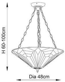 Endon 63936 - Candelabru suspendat pe lanț Tiffany ASTORIA 3xE27/60W/230V Ø 48 cm