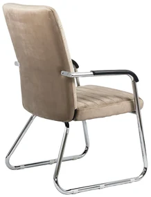Scaun vizitator bej OFF 833V din catifea cu cadru metalic cromat