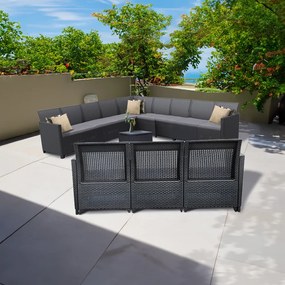 Set de mobilier de grădină Claire IV cu 12 locuri și masă de depozitare Vigo, grafit