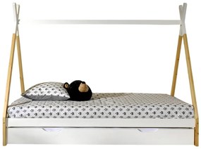 Set TIPI format în Pat copiiul înălțat fără gard (90 x 200 cm) și un sertar alb.