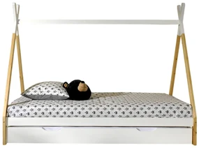 Set TIPI format în Pat copiiul înălțat fără gard (90 x 200 cm) și un sertar alb.