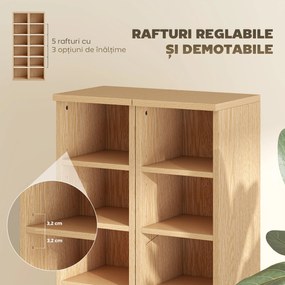 HOMCOM Set de 2 Mobili Suport CD cu Polițe Reglabile, Raft pentru 204 CD-uri Compact, Mobilier cu 12 Compartimente, pentru Living, Dormitor, Birou, 21x22,5x88,5cm, Culoare Lemn | Aosom Romania