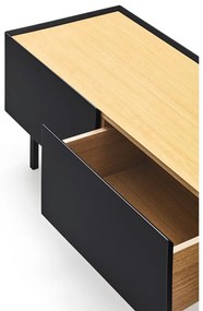 Masă TV neagră/în culoare naturală cu aspect de lemn de stejar 180x45 cm Arista – Teulat