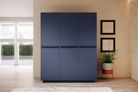Dulap Nicole 150 cm - MDF albastru marin / mânere negre