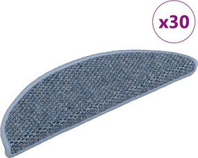 vidaXL Covoraș scări autoadeziv 30 buc. albastru, 56x17x3 aspect sisal
