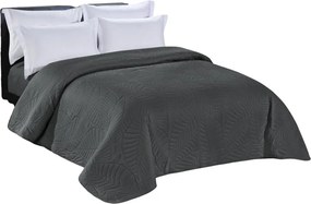 Cuvertură de pat gri închis cu un motiv de frunze Lățime: 200 cm | Lungime: 220 cm