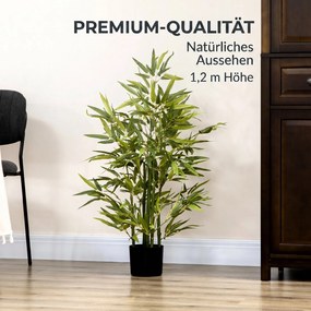 HOMCOM Plantă Artificială de Bambus Înaltă de 90 cm cu 504 Frunze din PEVA și PP Verde cu Ghiveci de Ciment Ø15x12.5 cm | Aosom Romania