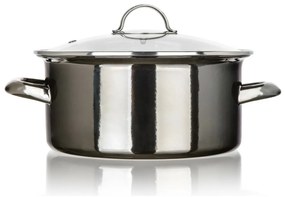 Banquet Oală emailată METALLIC Black 22 cm, 3,7 5l, cu capac, 22 cm