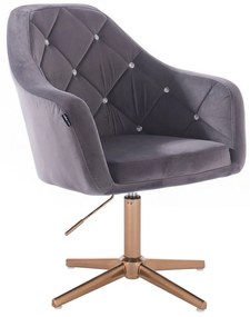 HR830CROSS Scaun Catifea Grafit cu Bază Aurie
