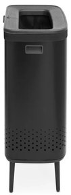 Cos de rufe Brabantia Bo 1004177, 2x45 L, Umplere fara deschidere, Orificii aerisire, Picioare reglabile, Negru
