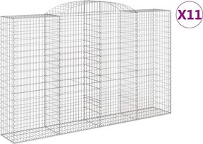 vidaXL Coșuri gabion arcuite 11 buc, 300x50x180/200 cm fier galvanizat
