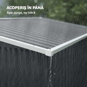 Outsunny Șopron de Grădină 2.68m² din Oțel Galvanizat cu 3 Uși Blocabile, Șopron cu Guri de Aerisire, Acoperiș Înclinat și Mănuși, Depozitare Unelte, 234x132x185 cm, Gri Închis | Aosom Romania
