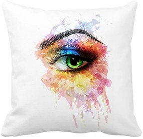 Perna Decorativa Patrata Multicolor Eye, 40x40 cm, Alba, Mata, Husa Detasabila, Burduf