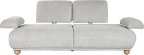 Canapea cu 3 locuri din bumbac, gri, spătar rabatabil, picioare sferice din lemn, material rezistent la pete, 85 x 220 x 111 cm, „Èze”