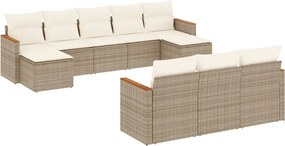 vidaXL Set canapele de grădină cu perne, 10 piese, bej, poliratan