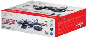 Set oale si tigai marmorate cu capace, 10 piese Royalty Line BS1010M gri, antiaderente, inductie