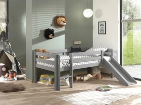 Pat Pino pentru copii cu tobogan, gri, 90x200 cm, înălțime 85 cm – Vipack