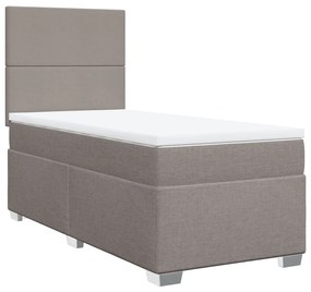 3290340 vidaXL Pat box spring cu saltea, gri taupe, 90x190 cm, textil