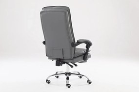 RESIGILAT- Scaun directorial cu Masaj, 8 puncte de masaj, telecomandă, suport picioare, Gri