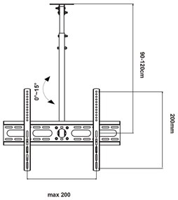 Suport TV pentru plafon 23  -42  , inaltime reglabila 130 cm