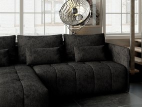 Colțar extensibil dumonde cu ladă de depozitare si sezut confortabil din spuma high-density, Malta Enjoy Black 235x185 cm