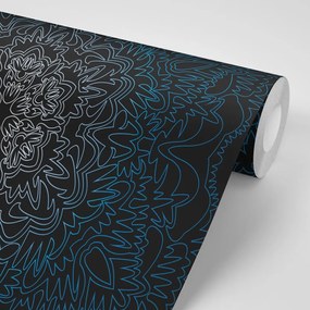 Tapet Mandala ornamentală pe fundal negru