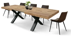 Masa Linda extensibila, blat PAL - BLAT STEJAR RUSTIC, PICIOR GRI ANTRACIT - 180 cm / 90 cm / 77 cm