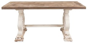 Masă de dining shabby chic, cu finisaj alb antichizat, Madeleine