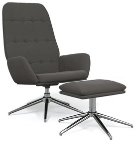 3097695 vidaXL Scaun de relaxare cu taburet, gri închis, microfibră