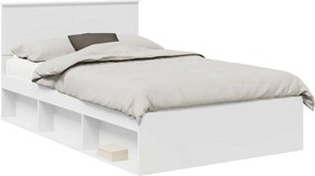 vidaXL Cadru de pat cu headboard Alb 120 x 200 cm Lemn compozit