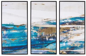 Set 3 tablouri decorative multicolore din lemn de Pin si panza, 40x3,2x80 cm, Galeria Abstract Bizzotto