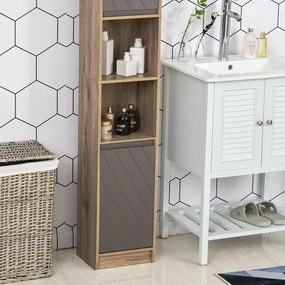 HOMCOM Dulap Baie Rafturi Reglabile Sertare PAL Stejar 30x24x170cm | Aosom Romania