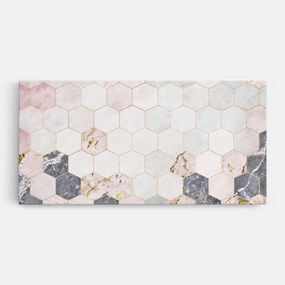 Tablou Canvas, 60x120cm, Dormitor si Living, Abstracte, Geometrice, Grey Pink Hexagon