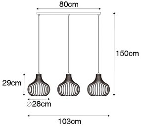 Lampă modernă suspendată maro, ovală, cu 3 lumini - Saffira
