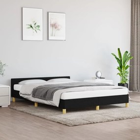 Cadru de pat cu tablie, negru, 140x190 cm, textil Negru, 140 x 190 cm