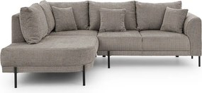 Colțar taupe cu tapițerie din chenille (cu colț pe partea stângă/în formă de ”L”) Mauris – Ropez