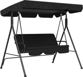 Outsunny Leagăn tip Hollywood 3 locuri Șezlong de grădină Bancă-leagăn, rezistent la intemperii, 172 cm x 110 cm x 153 cm, Negru | Aosom Romania