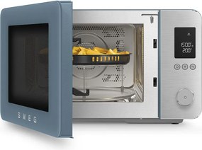 Cuptor cu microunde combinat cu aer cald SMEG Collezione MOC02SBMEU, 900 W, 27 l, 25 de programe, închidere lentă, setări personalizate, albastru