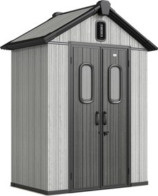 Outsunny Șură Grădină 160L x 98P x 217A cm, Plastic, Uși duble încuiabile, Gri | Aosom Romania