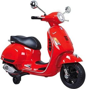 Motocicleta Electrica cu Acumulator Pentru Copii NOVOKIDS™ Vespa Classic Scooter, Pornire la cheie, Lungime 102 cm, 3-8 ani, Max 30 kg, Rosu