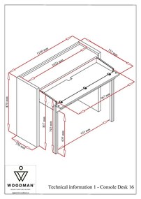 Birou cu blat alb 36x110 cm Mel - Woodman