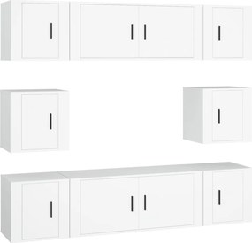 vidaXL Set dulap TV, 8 piese, alb, lemn prelucrat