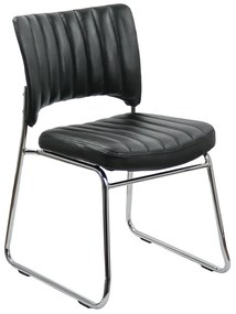 Scaun vizitator negru HRC 613 din piele ecologică și cadru cromat