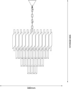 Lustru suspendat pe lanț CRISTAL 5xE14/10W/230V, diametru 38 cm, negru/crom mat