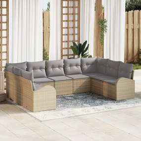 vidaXL Set de canapele pentru grădină 9 pcs Bej Rattan poli